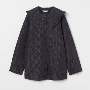 NWOT H&M Black Quilted Puffer Jacket with Removeable Peter Pan Collar